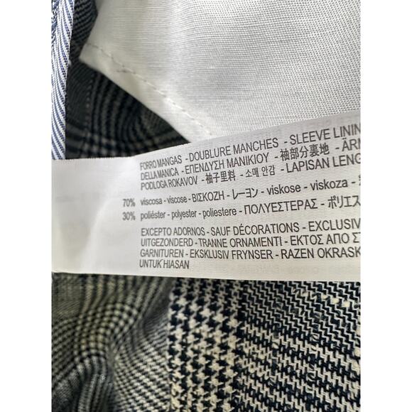 Zara Man Blazer Jacket Plaid Houndstooth Navy Blue & White US Men's Size 42 - Picture 8 of 13